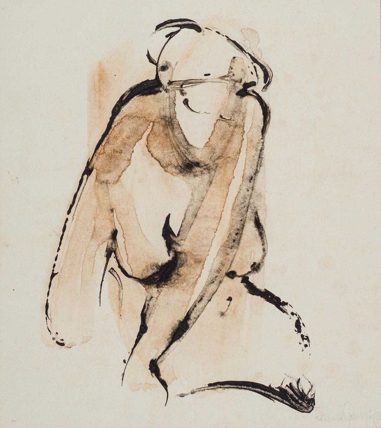 &Untitled&, 1963, Suluboya kağıdı üzerine tüp ucu ile çizim, 19 x 17 cm
