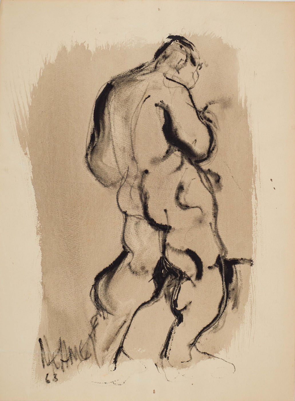 &Untitled&, 1963, Suluboya kağıdı üzerine tüp ucu ile çizim, 30,5 x 22,5 cm