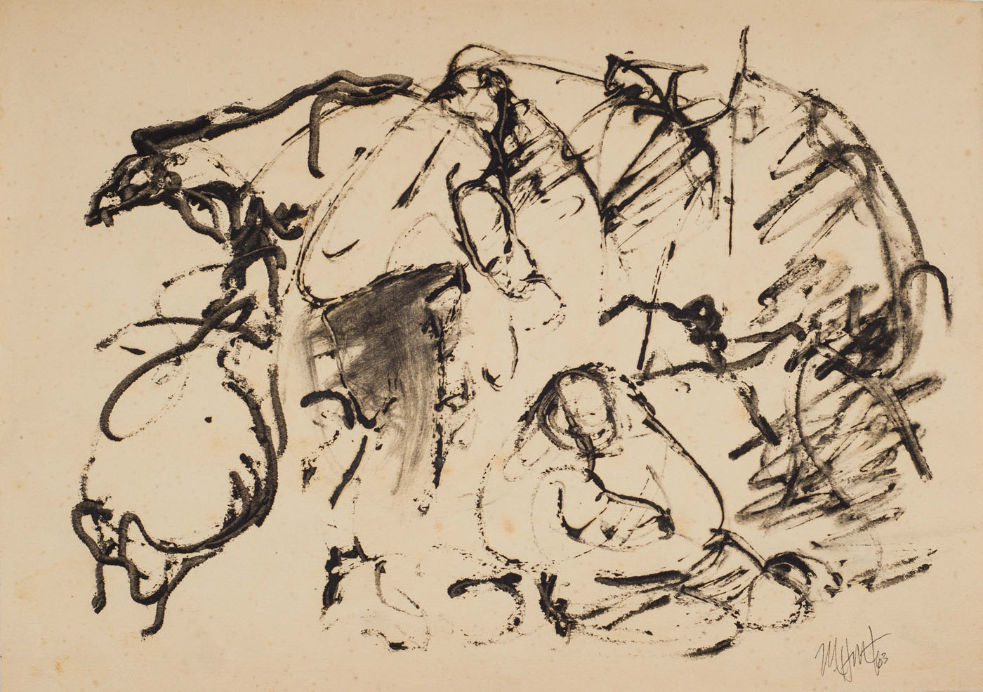 &Untitled&, 1963, Suluboya kağıdı üzerine tüp ucu ile çizim, 25 x 35 cm