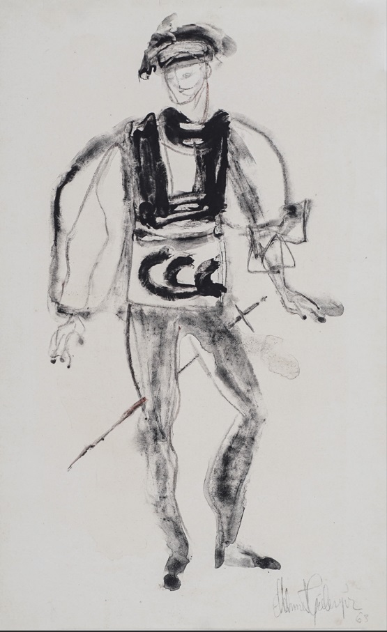 &Theater Costume Design&, 1963, Kağıt üzerine karışık teknik, 25 x 15 cm
