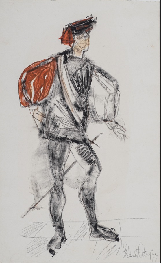 &Theater Costume Design&, 1963, Kağıt üzerine karışık teknik, 25 x 15 cm