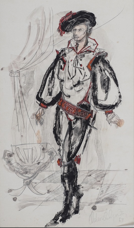 &Theater Costume Design&, 1963, Kağıt üzerine karışık teknik, 25 x 15 cm