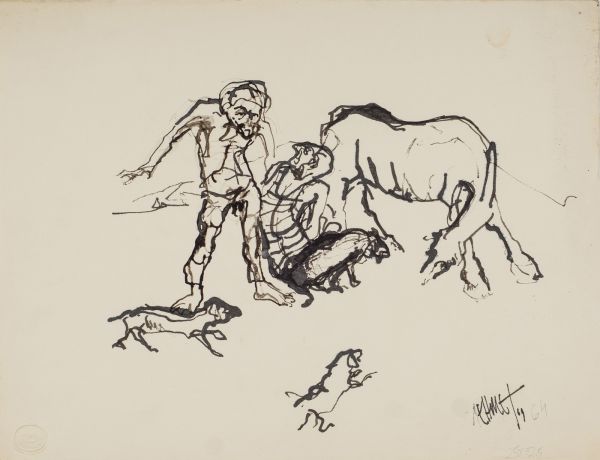 
                  Untitled, 1964, Black Indian ink on paper, 25 x 32,7 cm        