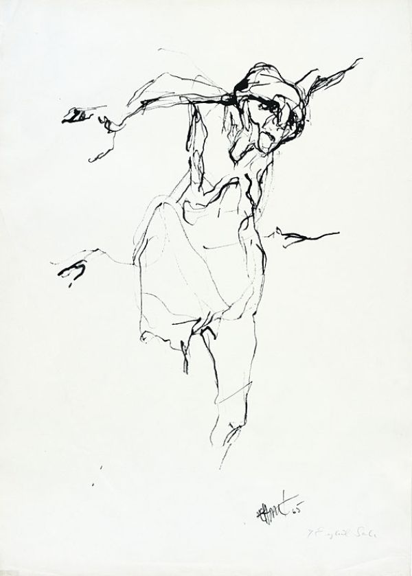 
                  Exile, 9 September Tuesday, 1965, Bamboo pen on watercolor paper, black Indian ink, 67 x 44 cm        