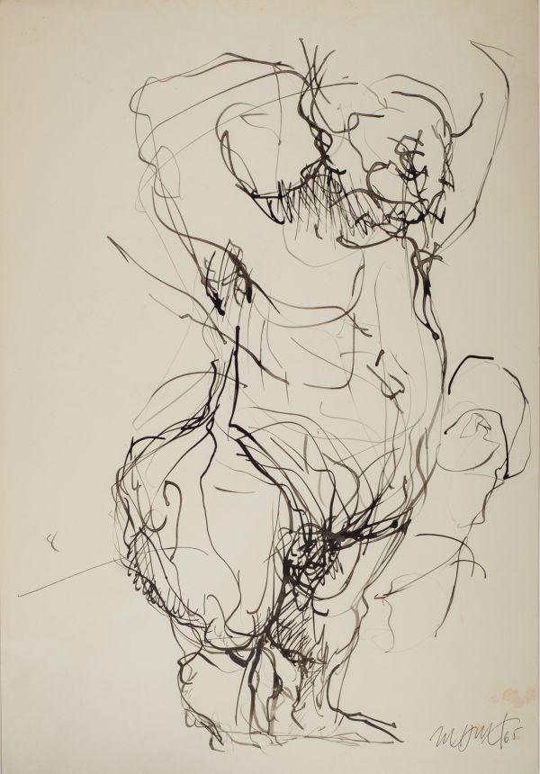 
                  Untitled, 1965, Bamboo pen on watercolor paper, black indian ink, 47,5 x 33 cm        