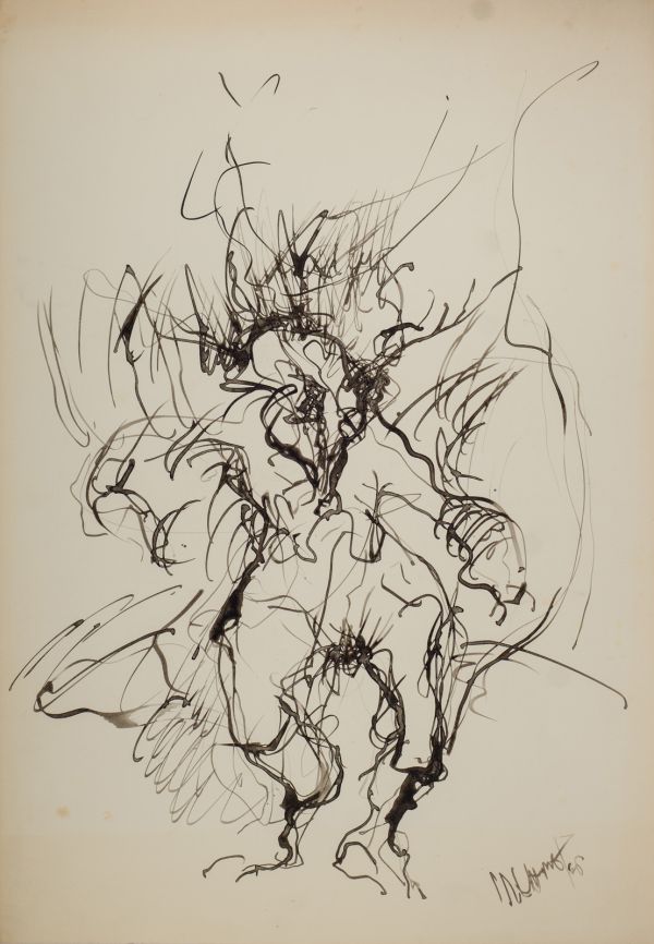 
                  Untitled, 1965, Bamboo pen on watercolor paper, black indian ink, 47,5 x 33 cm        