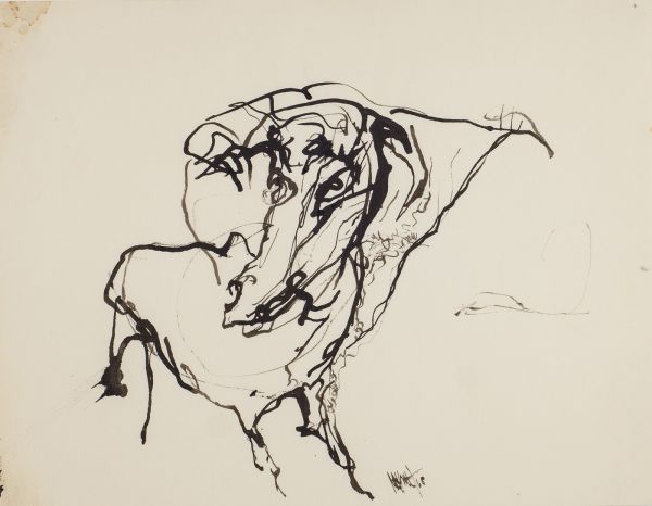 
                  Untitled, 1965, Bamboo pen on watercolor paper, black indian ink, 23 x 29 cm        