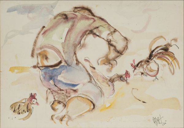 
                  Untitled, 1965, Bamboo pen on watercolor paper, black india ink, 17,5 x 25 cm        