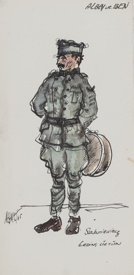 &Theater Costume Design&, 1965, Kağıt üzerine karışık teknik, 24,5 x 12 cm