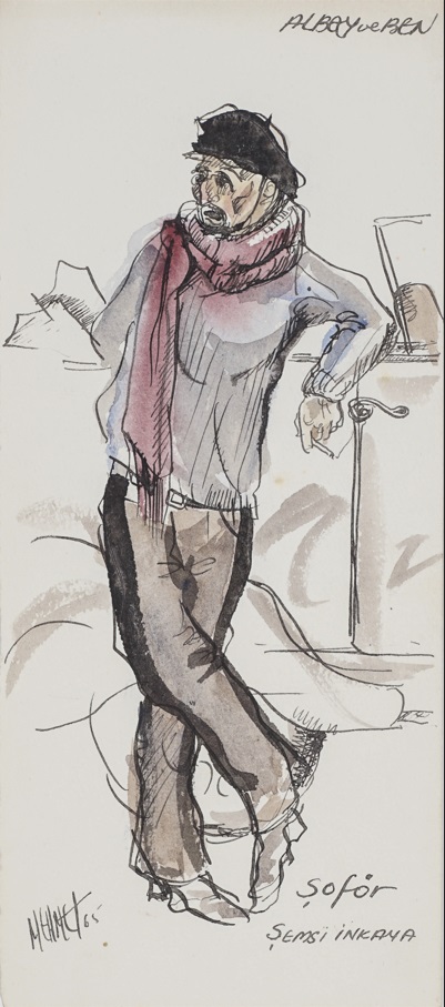 &Theater Costume Design&, 1965, Kağıt üzerine karışık teknik, 24,5 x 11 cm