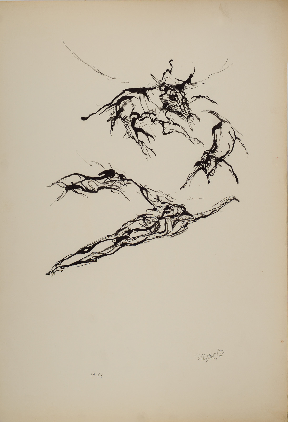 &Untitled&, 1966, Suluboya kağıdı üzerine bambu kalem, siyah çini, 49,8 x 34,5 cm