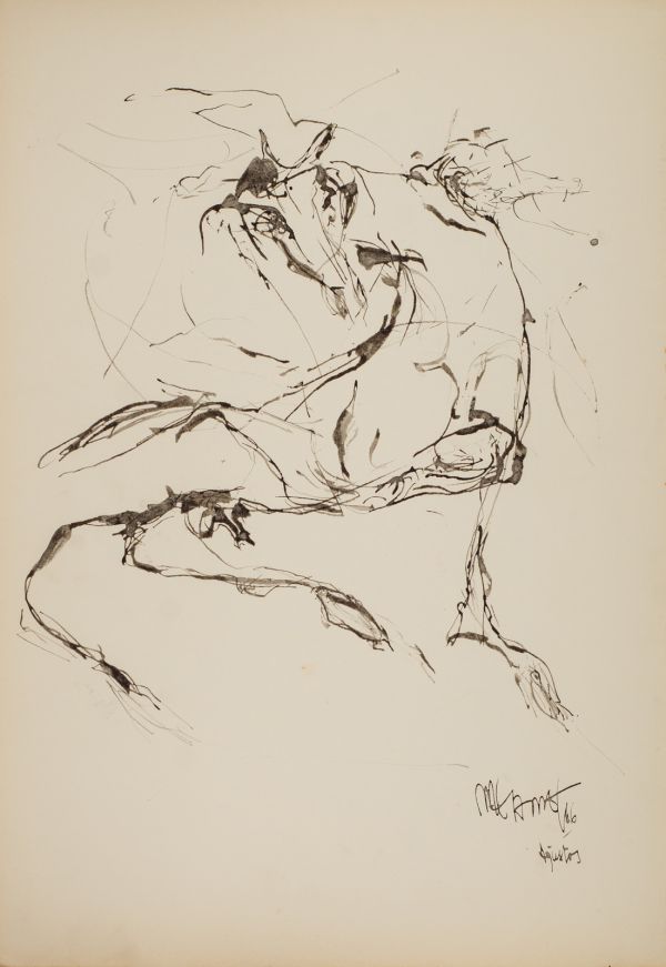
                  August 1966, 1966, Bamboo pen on watercolor paper, black Indian ink, 49,5 x 34 cm        