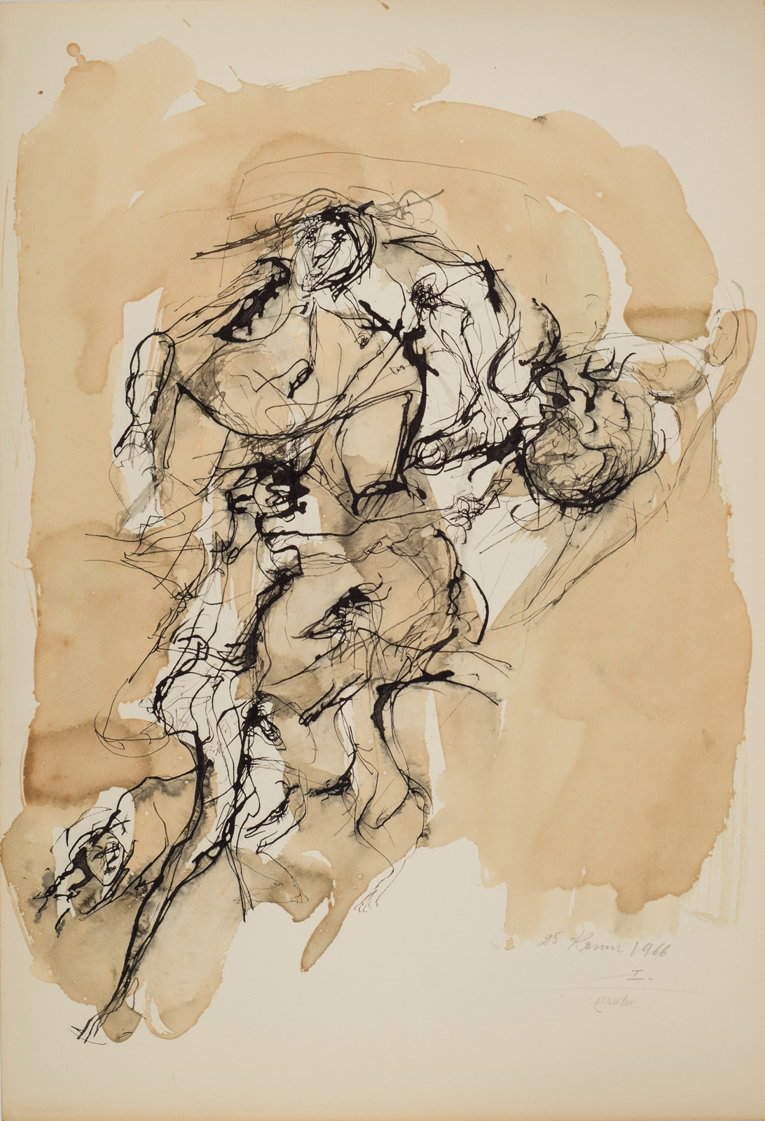 &25 November 1966&, 1966, Suluboya kağıdı üzerine bambu kalem, siyah çini, 50 x 34,5 cm