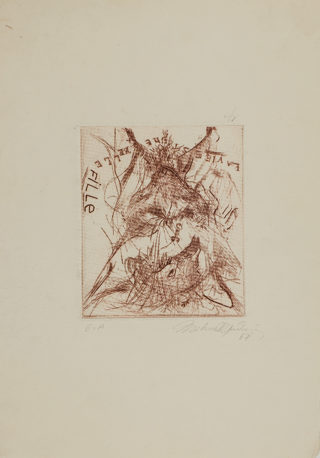 &a Vie est Une Belle Fille&, 1967, Gravür, 13,5 x 11,5 cm