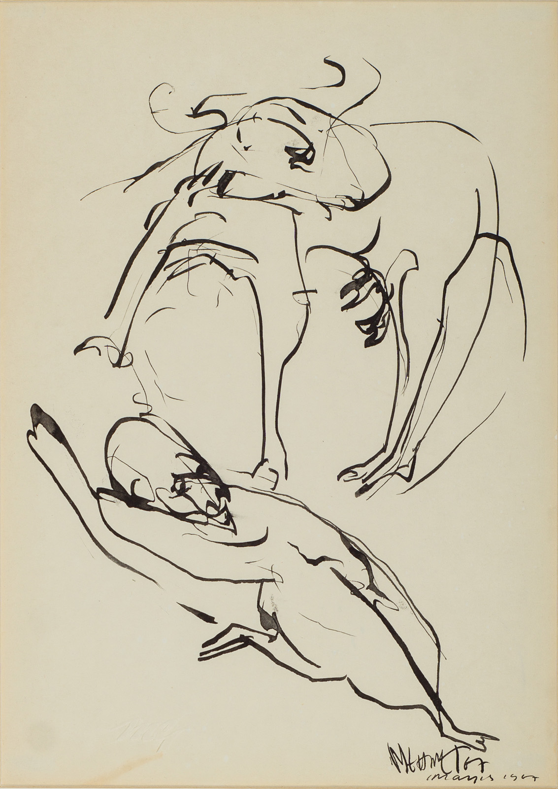 &May 1967&, 1967, Kağıt üzerine bambu kalem, siyah çini, 35 x 25 cm