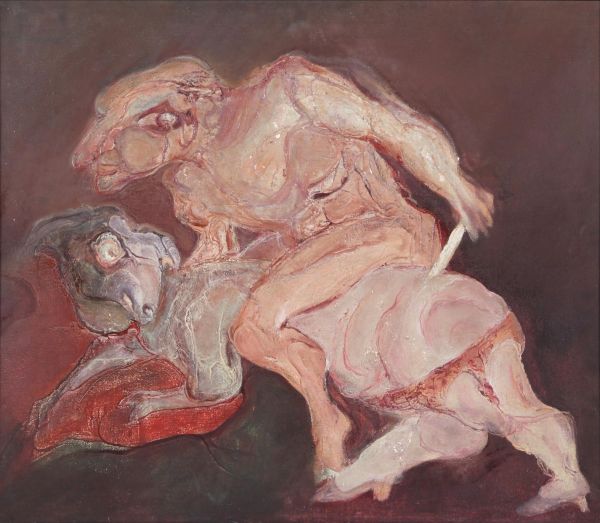 
                  The Lamb and The Nude, 1967, Oil on canvas, 71 x 82 cm        