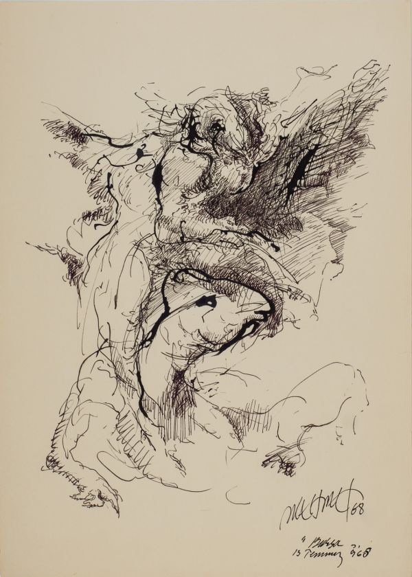 
                  13 July 1968 Bursa, 1968, Black Indian ink on paper, bamboo pen, 35,5 x 25 cm        