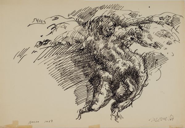 
                  Bursa 1968, 1968, Black Indian on paper, bamboo pen, 25 x 36 cm        