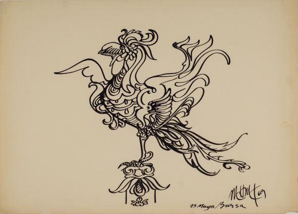 
                  15 May 1969 Bursa, 1969, Black Indian ink on paper, bamboo pen, 25 x 35 cm        