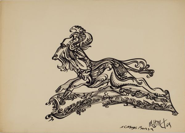 
                  15 May 1969 Bursa, 1969, Black Indian ink on paper, bamboo pen, 25 x 36 cm        