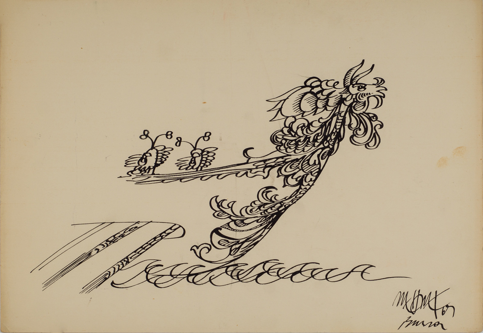 &Bursa 1969&, 1969, Kağıt üzerine çini, bambu kalem, 25 x 36 cm