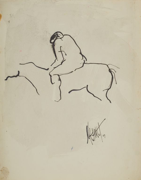 
                  Untitled, 1969, Black indian ink on paper, bamboo pen, 32 x 25,5 cm        