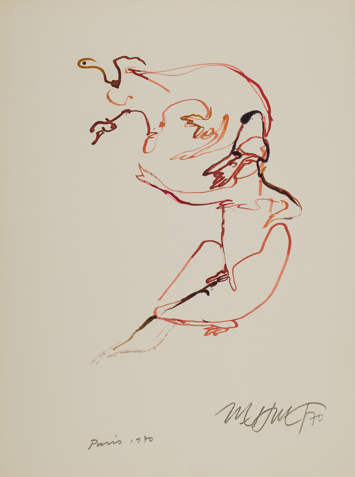 &Paris 1970&, 1970, Kağıt üzerine ekolin, 32 x 23,5 cm