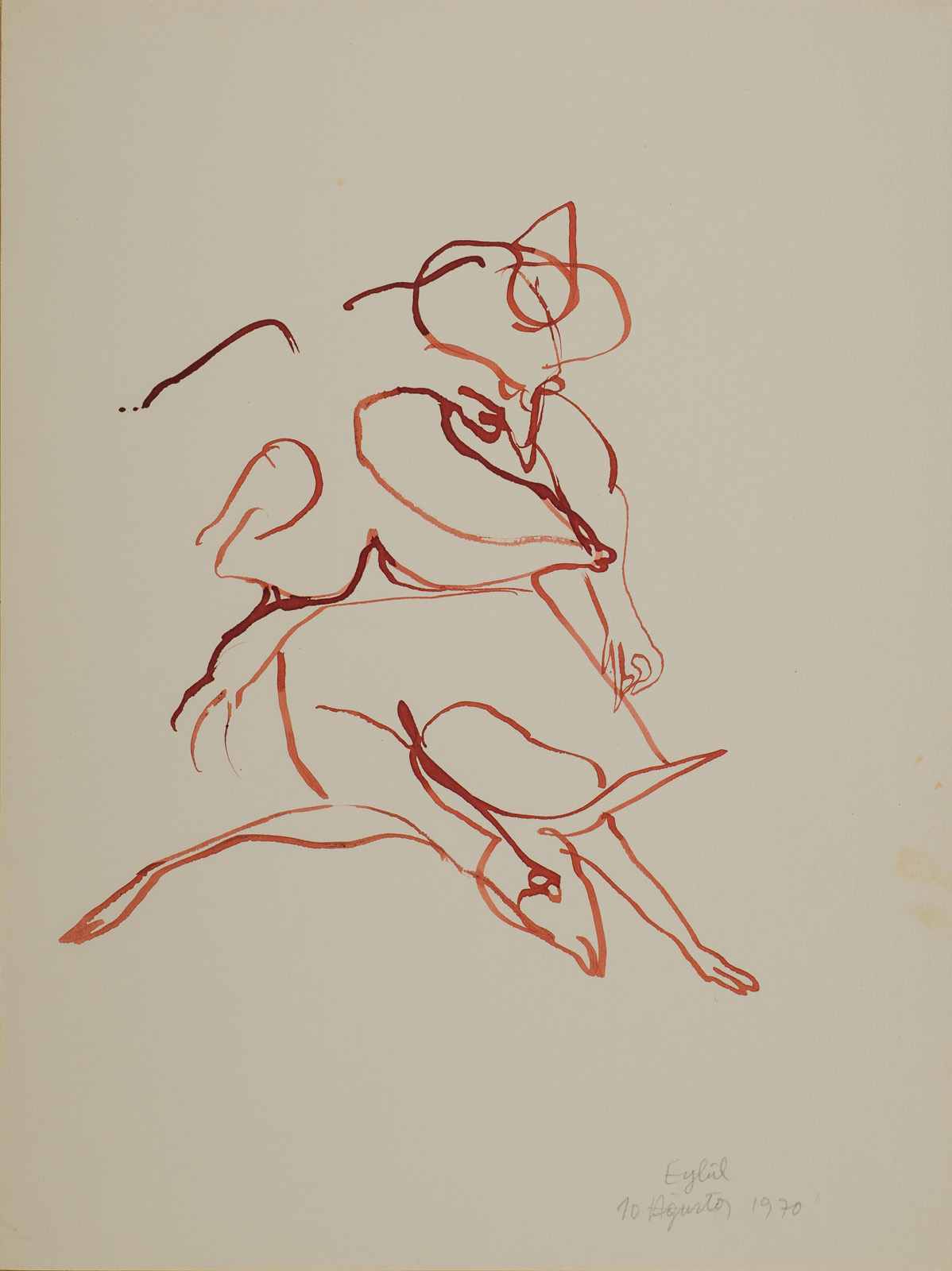 &10 September 1970 Paris&, 1970, Kağıt üzerine ekolin, 32 x 23,5 cm