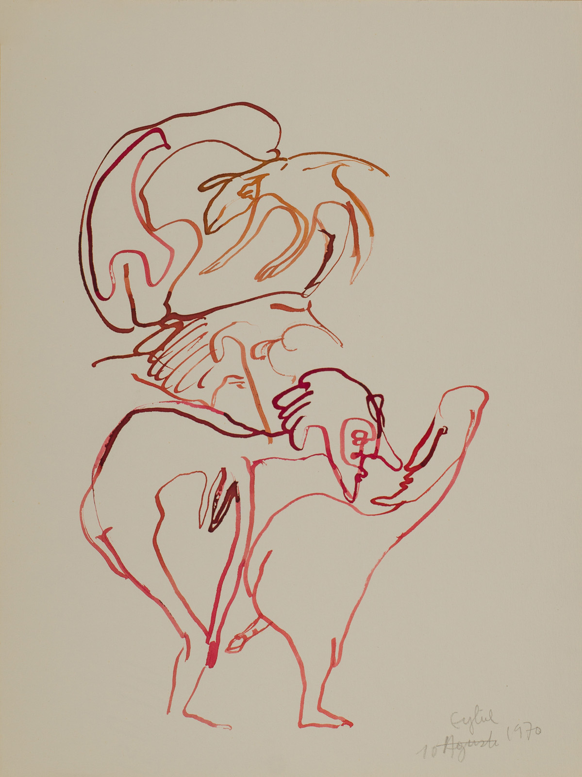 &10 September 1970 Paris&, 1970, Kağıt üzerine ekolin, 32 x 24 cm