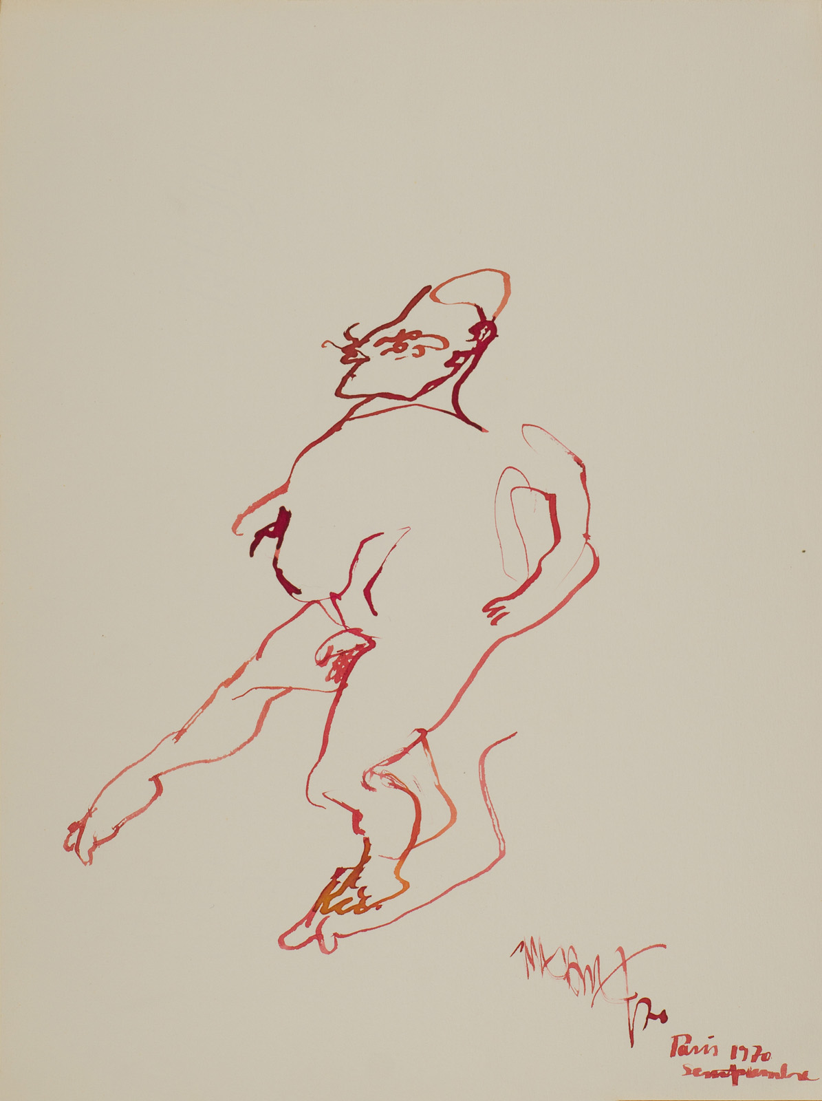 &September 1970 Paris&, 1970, Kağıt üzerine ekolin, 32 x 24 cm