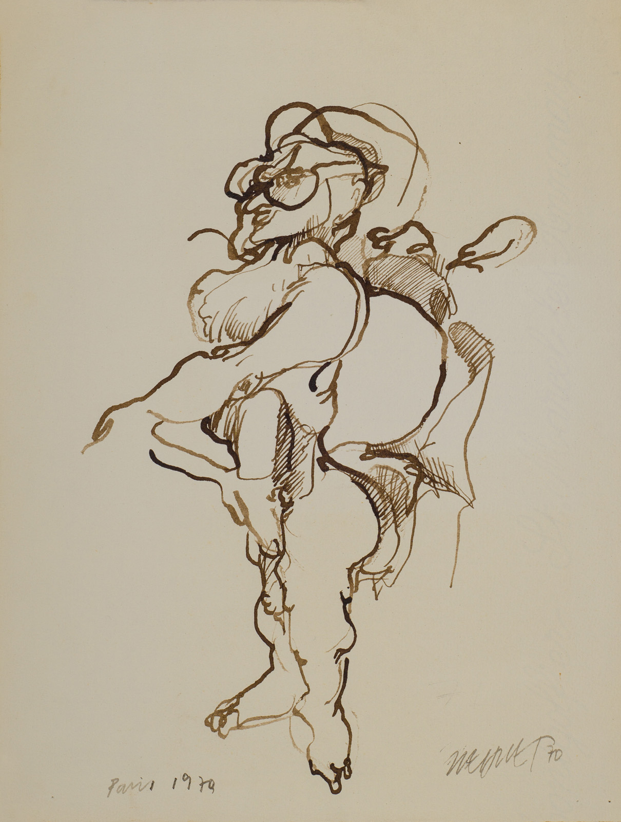 &1970 Paris&, 1970, Kağıt üzerine ekolin, 31,5 x 24 cm