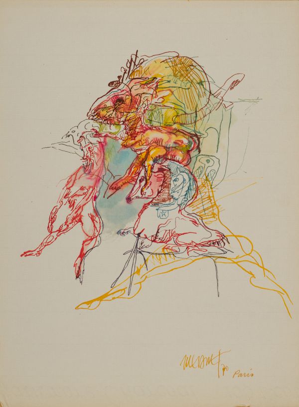 
                  Paris 1970, 1970, Ecoline on paper, 30,5 x 22,5 cm        