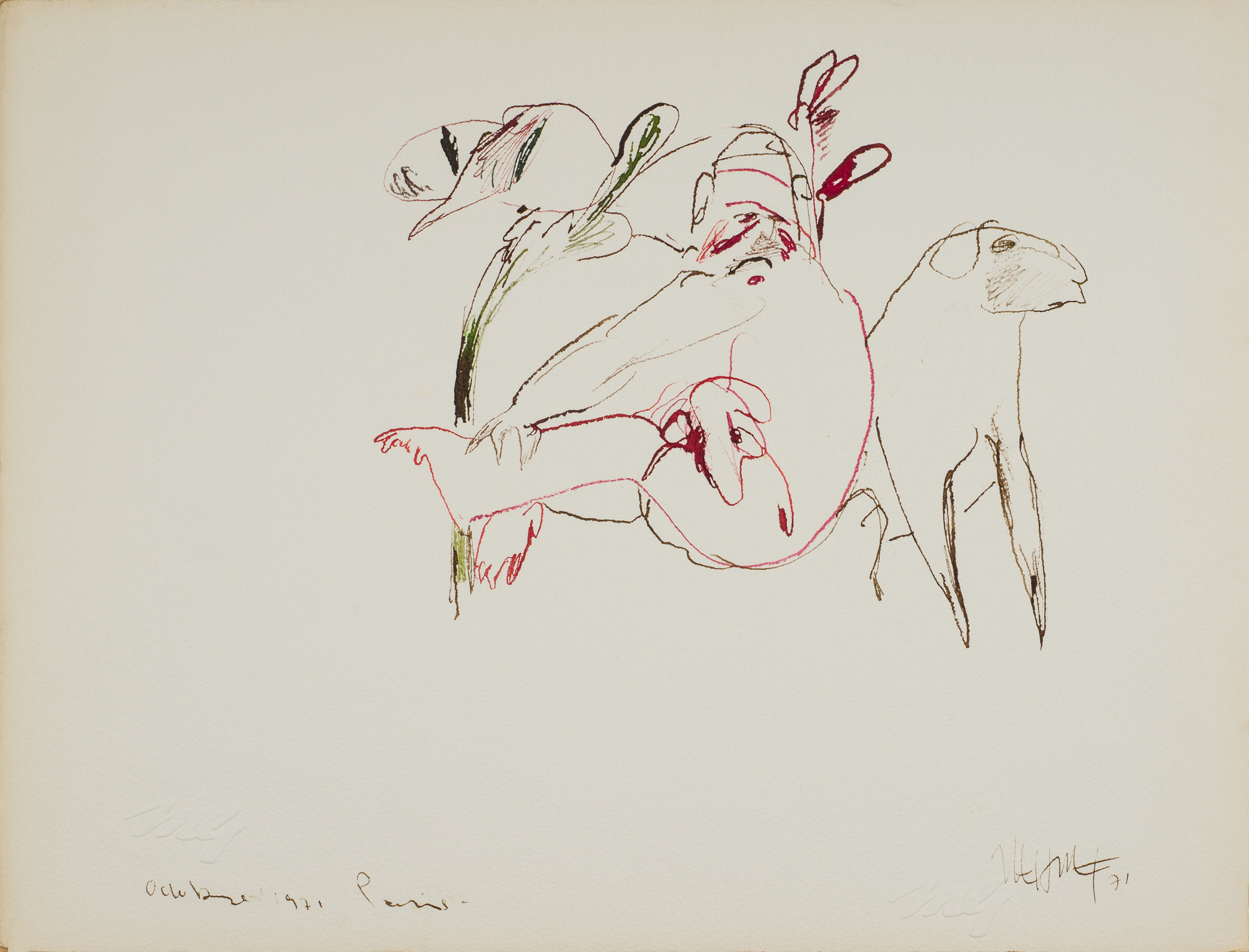 &October, 1971 Paris&, 1971, Kağıt üzerine ekolin, 25 x 32 cm