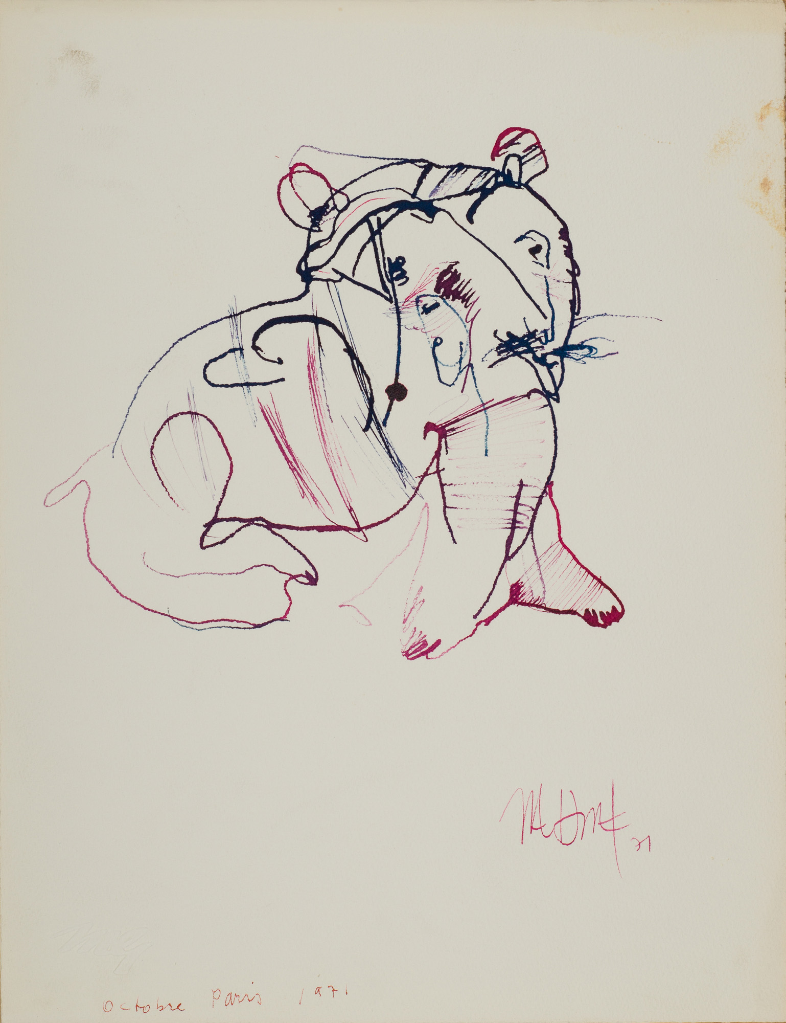 &October, 1971 Paris&, 1971, Kağıt üzerine ekolin, 32 x 25 cm