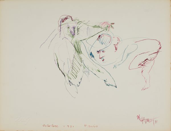 
                  October, 1971 Paris, 1971, Ecoline on paper, 25 x 32 cm        