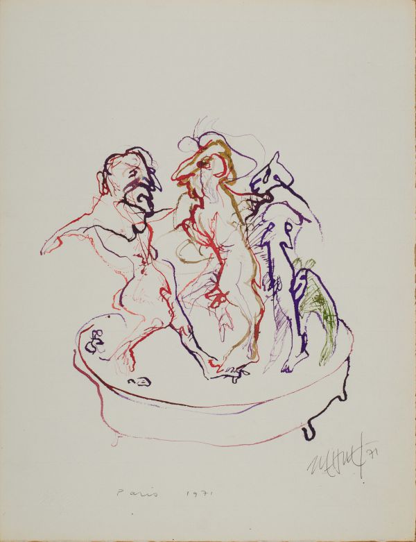 
                  Paris 1971, 1971, Ecoline on paper, 32,5 x 25 cm        