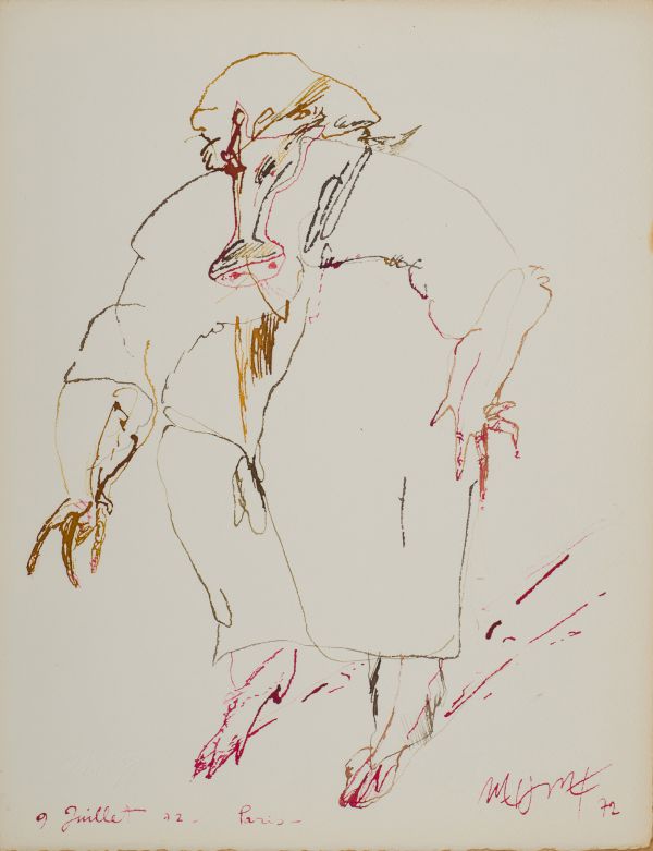 
                  July 9 , Paris 1972, 1972, Ecoline on paper, 34,5 x 25 cm        
