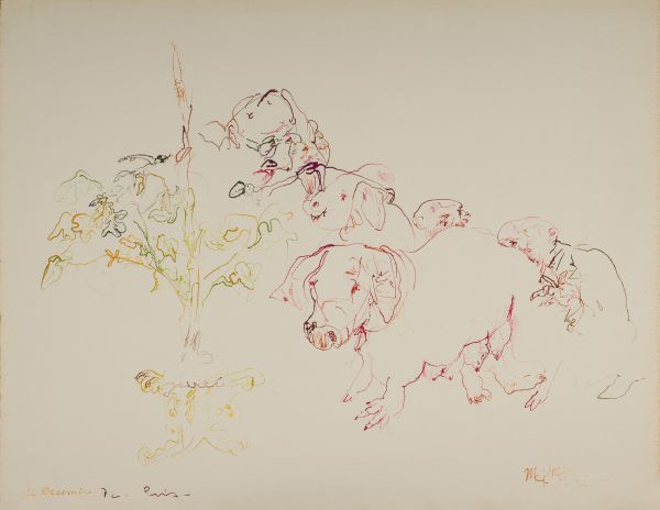 
                  December 22 , Paris 1972, 1972, Ecoline on paper, 50 x 64,5 cm        