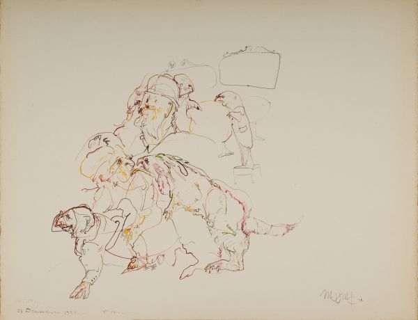 
                  December 23 , Paris 1972, 1972, Ecoline on paper, 50 x 64,5 cm        