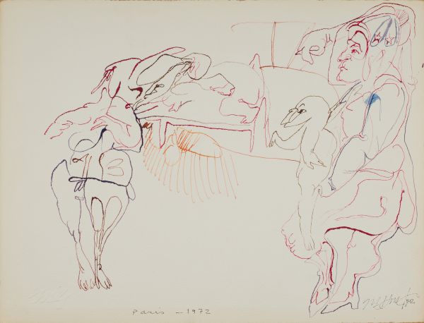 
                  Paris 1972, 1972, Ecoline on paper, 25 x 32,5 cm        