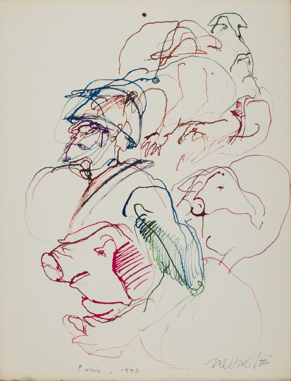 
                  Paris 1972, 1972, Ecoline on paper, 32,5 x 25 cm        
