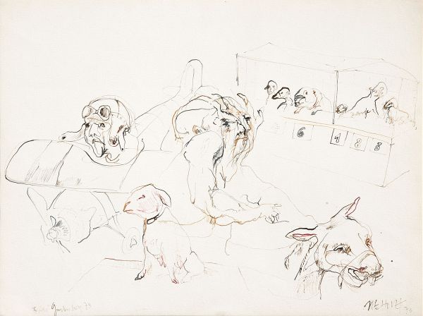 
                  The Mr.Lindenberg Dog Show, 1973, Coloured ecoline on paper, 50 x 65 cm        