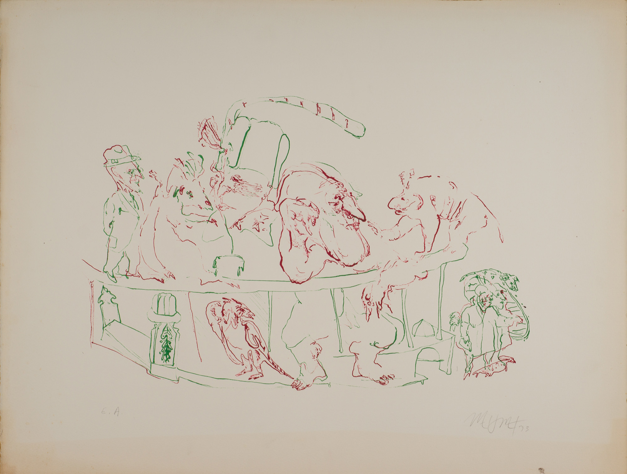&Untitled E.A , 1973 Paris&, 1973, Litografi, 50,5 x 65,5 cm