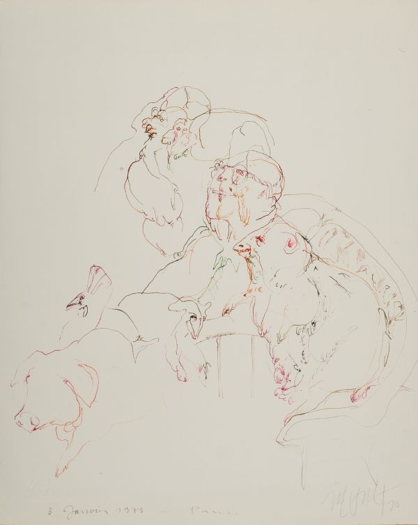 
                  January 3 , 1973 Paris, 1973, Ecoline on paper, 50 x 40 cm        