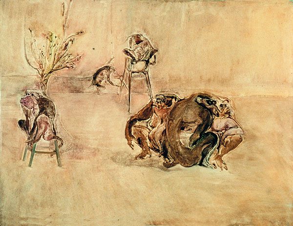
                  Monkey Family I, 1974, Oil on canvas, 89 x 116 cm        