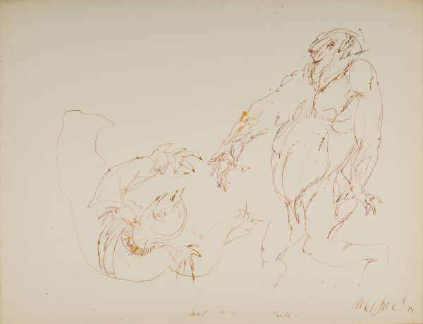 
                  August , Paris 1974, 1974, Ecoline on paper, 50 x 65 cm        