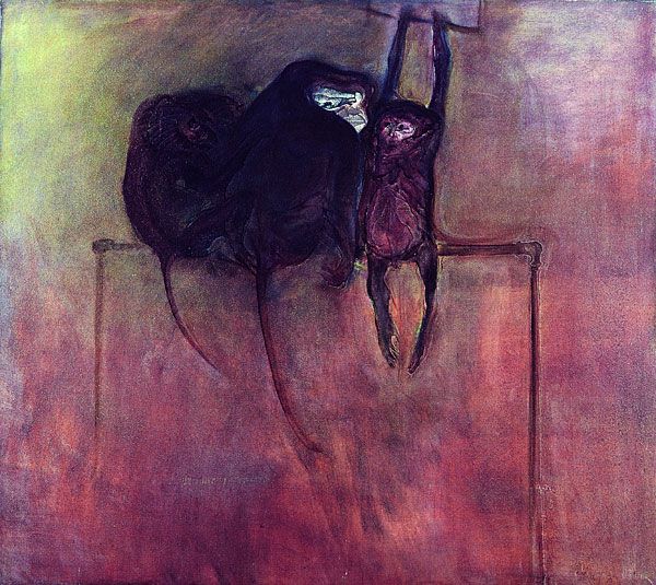 
                  Monkeys III, 1975, Oil on canvas, 90 x 100 cm        