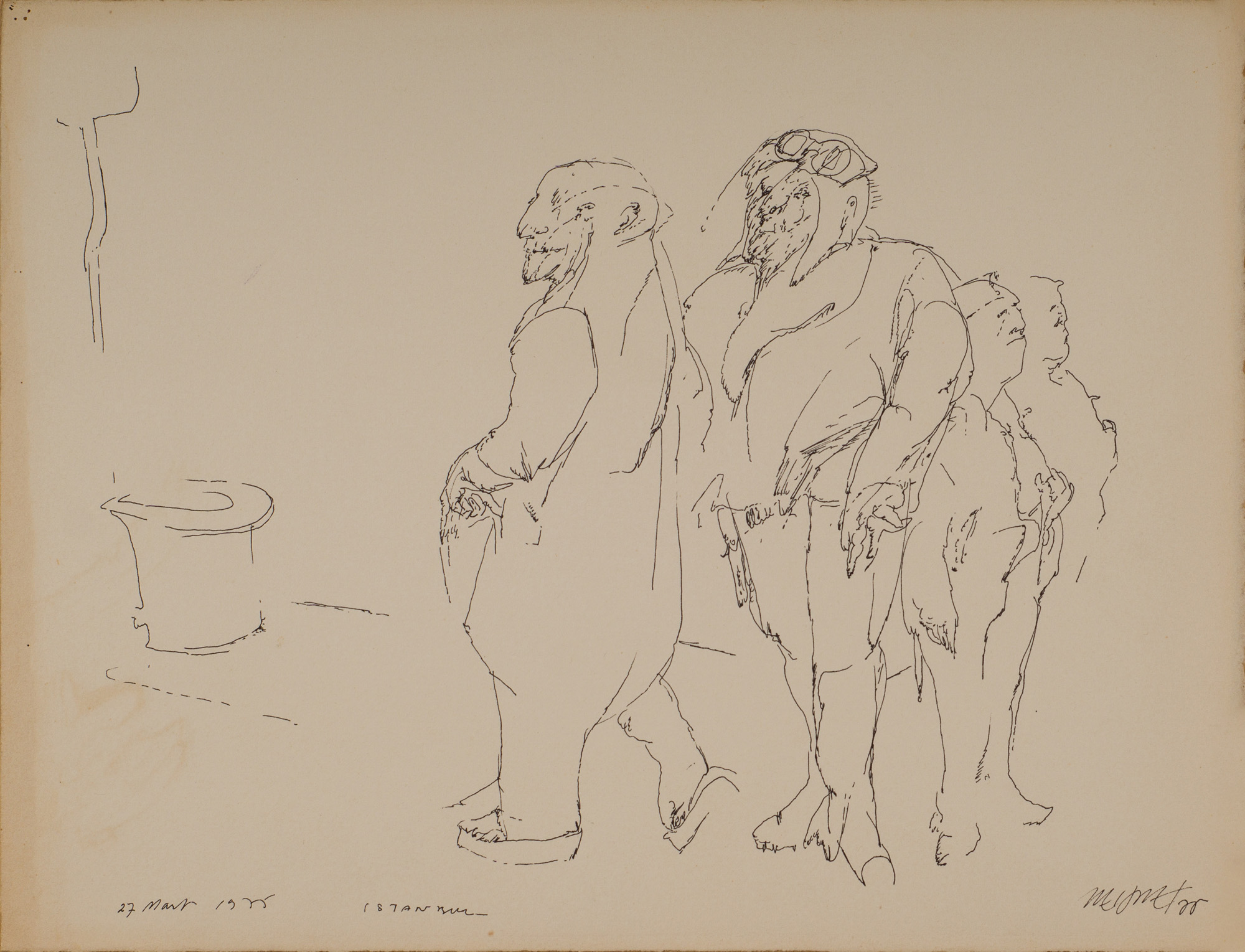&March 27 , 1975 İstanbul&, 1975, Kağıt üzerine kurşun kalem, 25,7 x 33 cm
