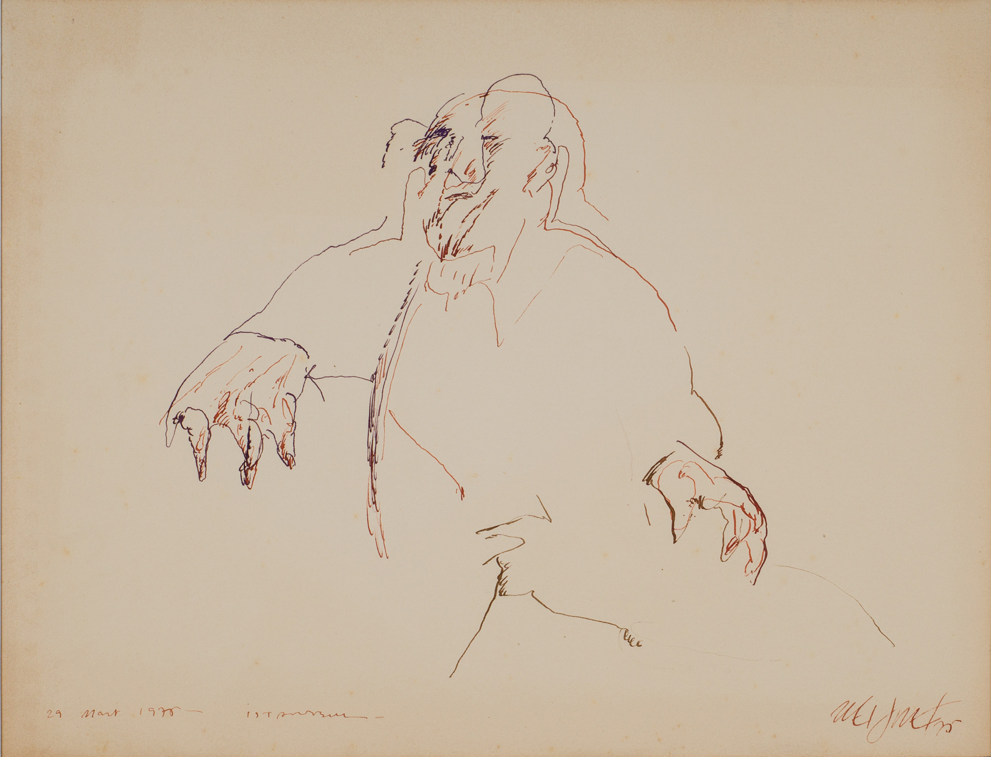 &March 29 , 1975 İstanbul&, 1975, Kağıt üzerine ekolin, 25 x 33 cm