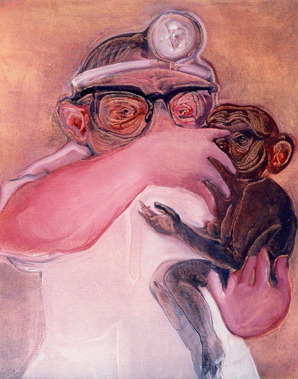 
                  Doctor and Monkey, 1976, Oil on canvas, 74 x 65 cm        